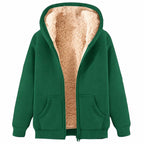 Fleece Jacket Women Teddy Fleece Hoodies Sherpa Lined Fuzzy Sweatshirts with Pockets Full Zip Hooded Fall Winter Warm Coat Outwear Thermal Clothing