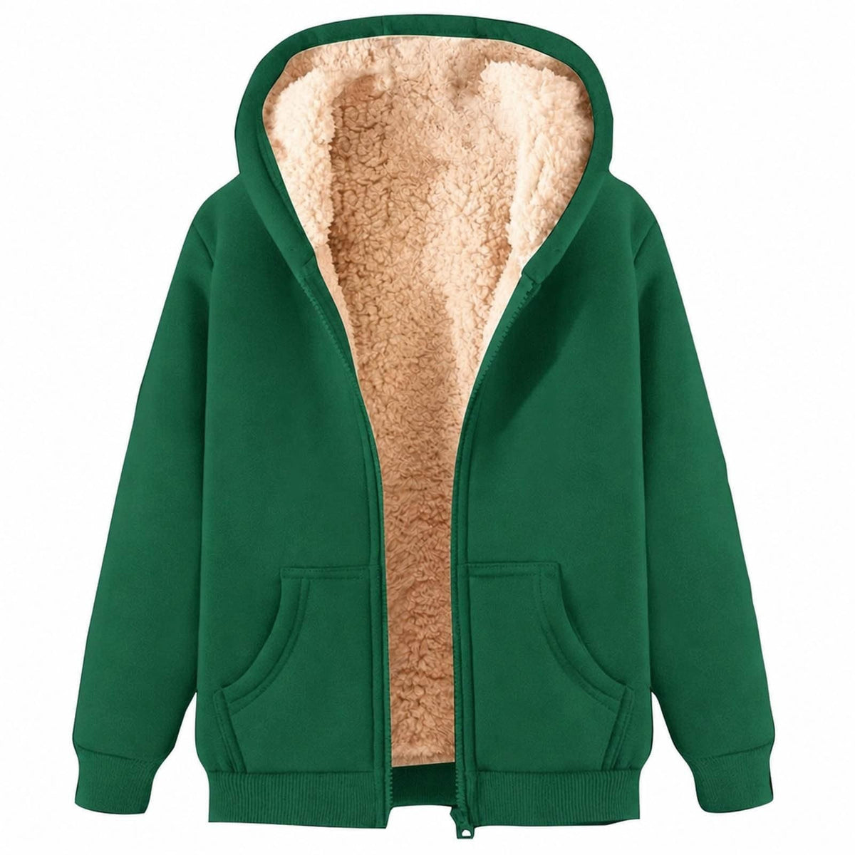 Fleece Jacket Women Teddy Fleece Hoodies Sherpa Lined Fuzzy Sweatshirts with Pockets Full Zip Hooded Fall Winter Warm Coat Outwear Thermal Clothing
