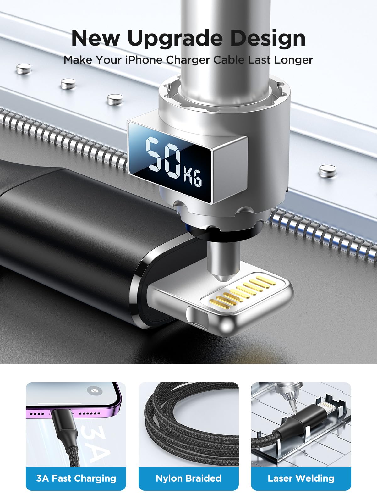 Aioneus iPhone Charger Cable 1M, MFi Certified Lightning Cable Fast iPhone Charging Cable Nylon Braided USB iPhone Charger Lead for iPhone 14 13 12 11 Pro Max XR XS X Max 8 7 6s Plus SE, iPad