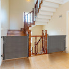 Retractable Mesh Baby & Dog Gate for Stairs, 86cm Tall x 140cm Wide, Black
