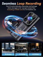 Dash Cam Front and Rear 4K+1080P, 64GB Card, Night Vision, WDR