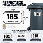 Set of 4 Personalised Wheelie Bin Stickers, Custom Bin Number Stickers with House Number and Street Name, Waterproof Labels for Rubbish and Recycling Bins, Easy Apply, 100 x 150mm (Style - Classic)