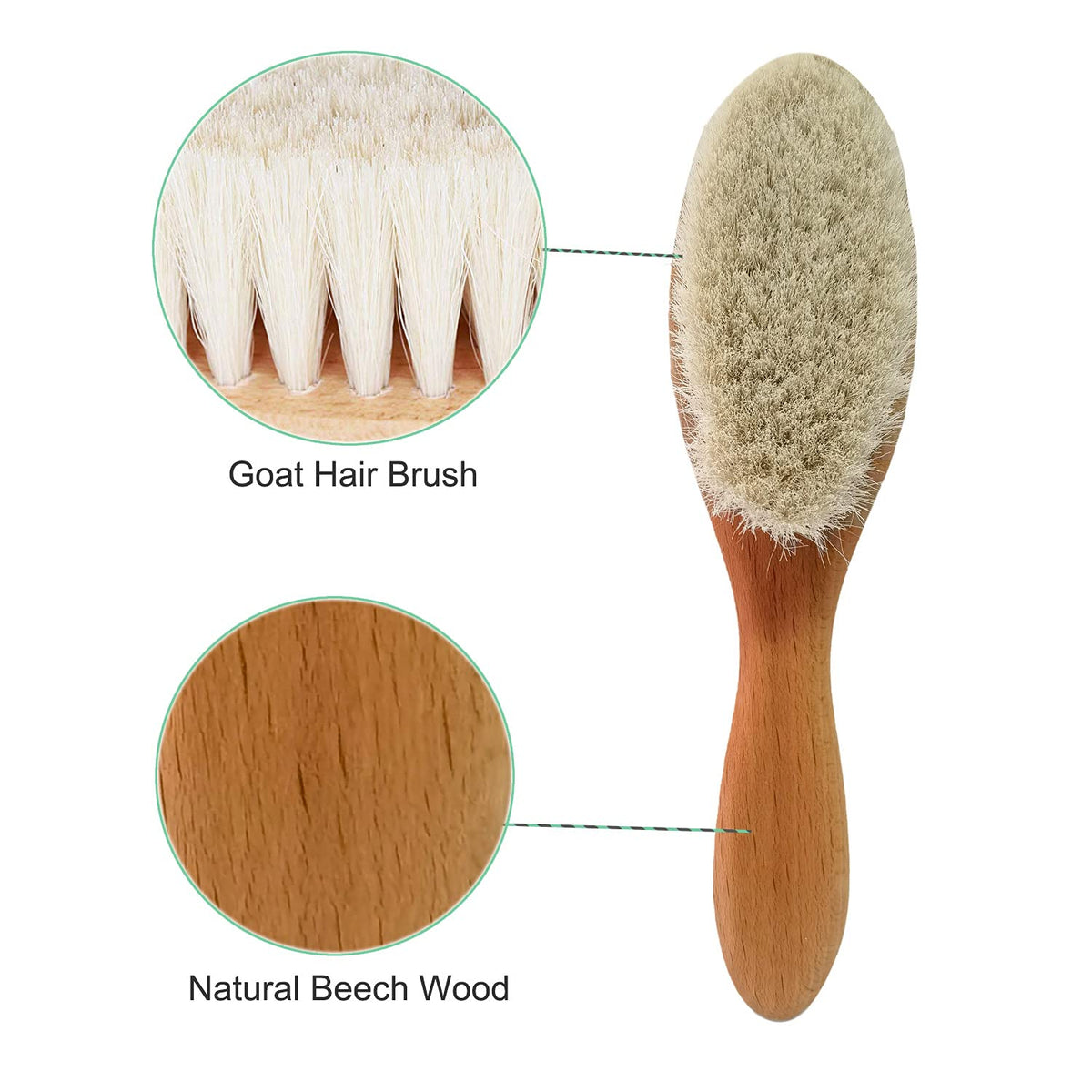 Baby Hair Brush with Wooden Handle and Super Soft Goat Bristles for Newborns, Infant, Toddlers, Kids
