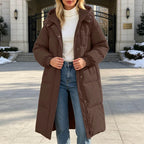 Winter Jacket Women Long With Hood, Plus Size Puffer Jackets For Women Uk,Ladies Coats And Jackets With Pockets Windproof Coats Black Parka Coat For Outdoor Hiking Travel
