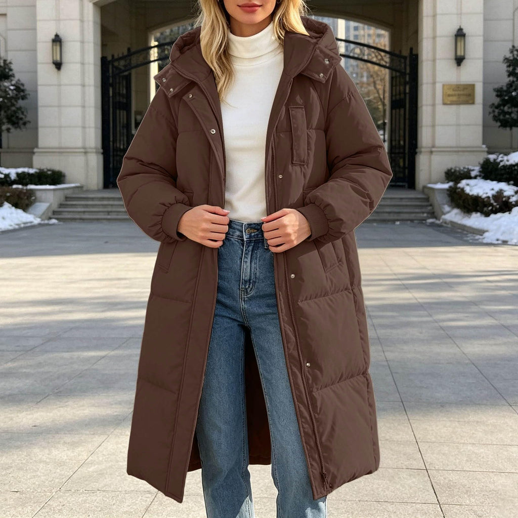Winter Jacket Women Long With Hood, Plus Size Puffer Jackets For Women Uk,Ladies Coats And Jackets With Pockets Windproof Coats Black Parka Coat For Outdoor Hiking Travel
