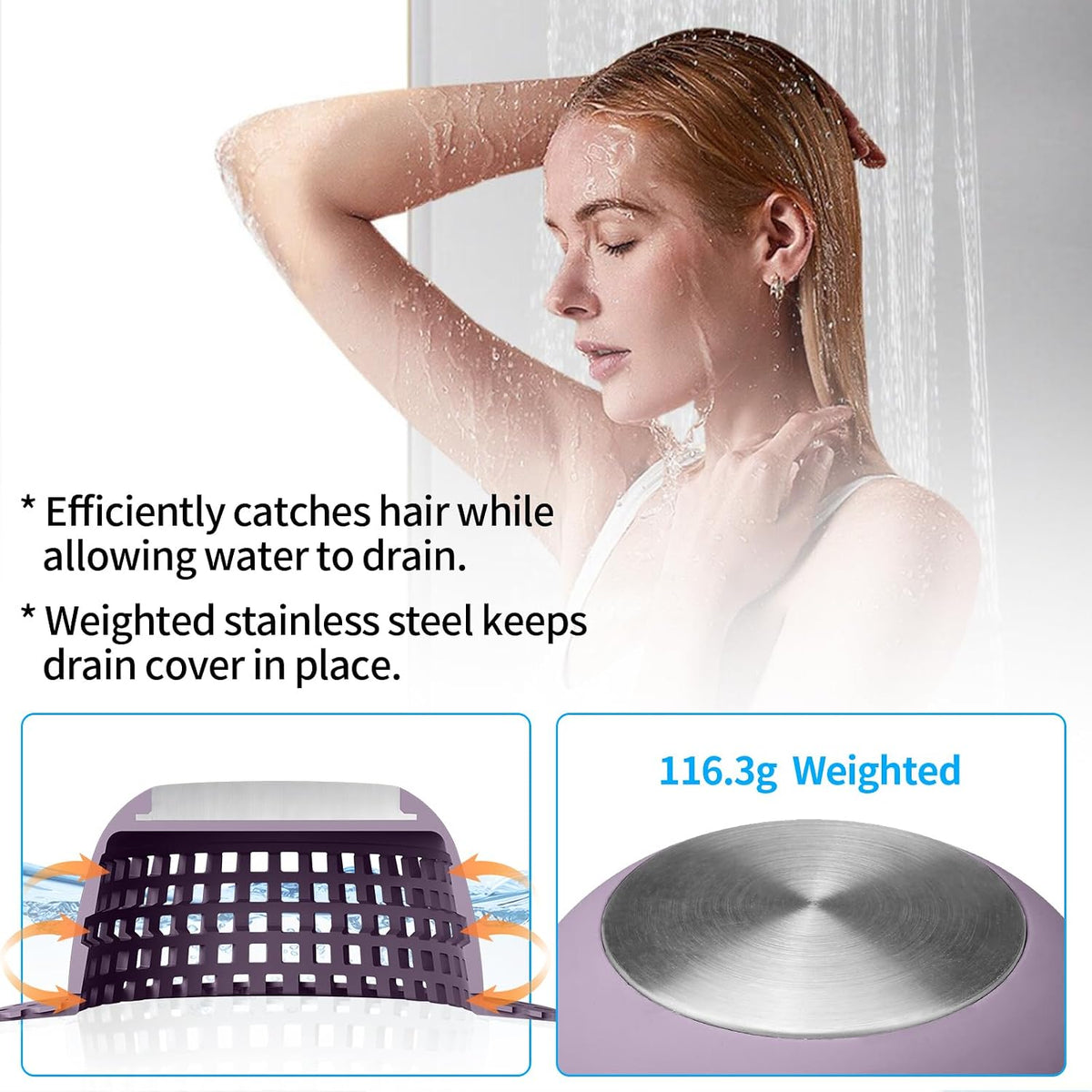 Aluvor Shower Drain Hair Catcher Bathtub Drain Cover Sink Drain Protector