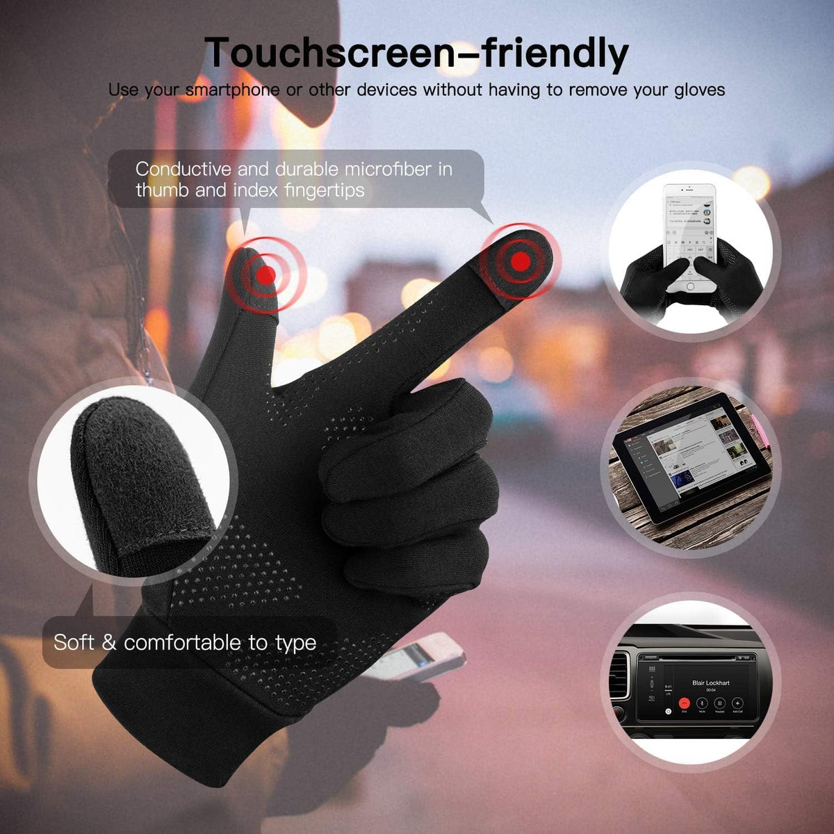 Unigear Running Gloves, Touch Screen Anti-slip Lightweight Gloves Liners for Cycling Biking Sporting Driving for Men Women
