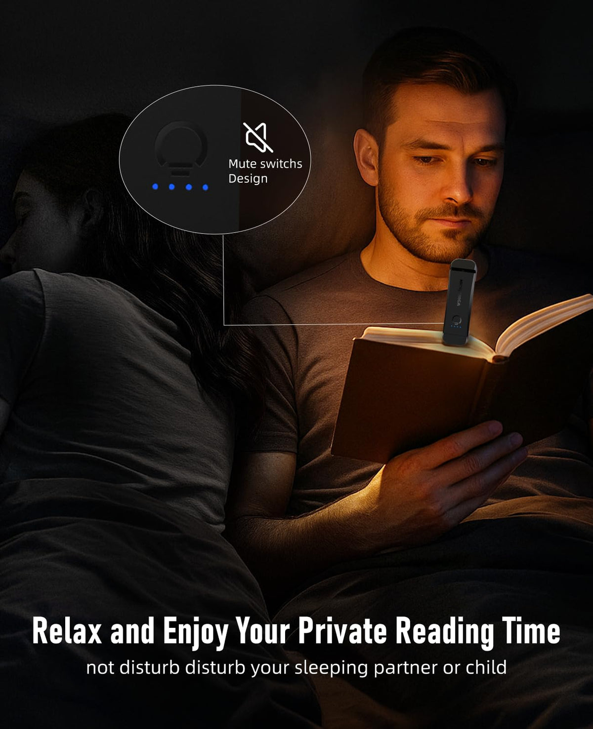 HIONXMGA Book Light,Rechargeable Reading Light for Books in Bed at Night