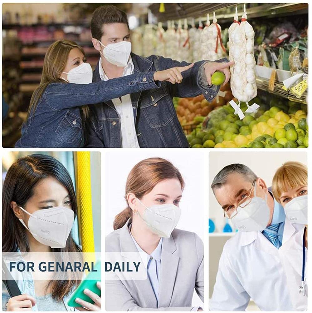 LEMENT 50pcs KN95 Face Mask Black 5-Layer Filter≥95% Cup Dust Safety Masks