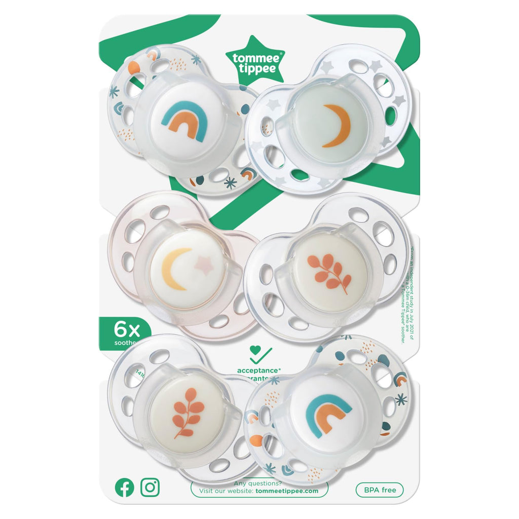 Tommee Tippee NightGlow Dummy Orthodontic 18-36m Pack of 4