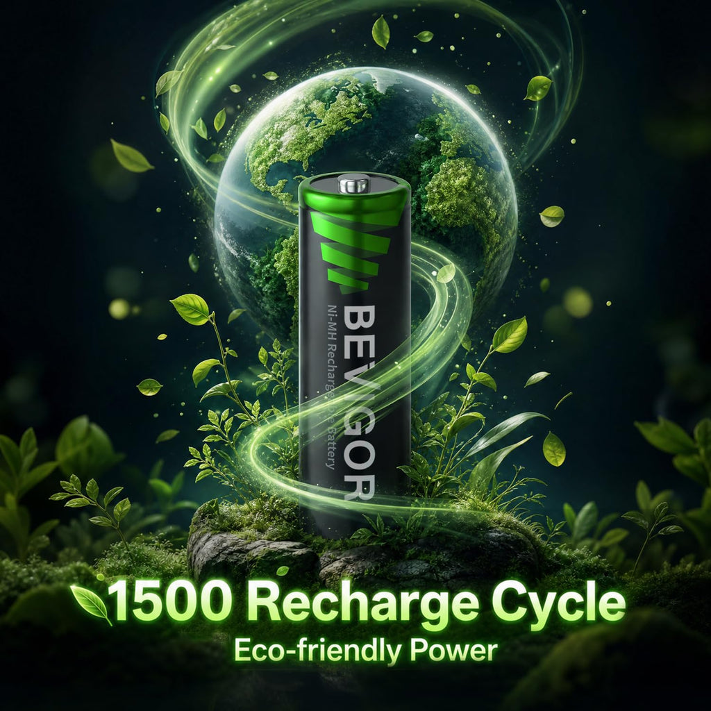 BEVIGOR 12 Slot Battery Charger with 12 Pack AA Rechargeable Batteries