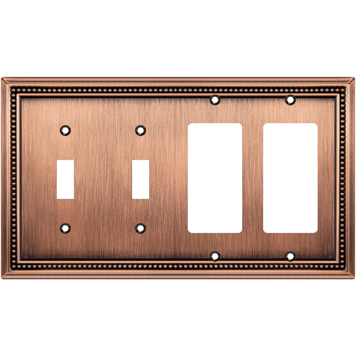 Sunken Pearls Heavy-Duty 4 Toggle Light Switch Plate, Antique Brass, 1 Pack