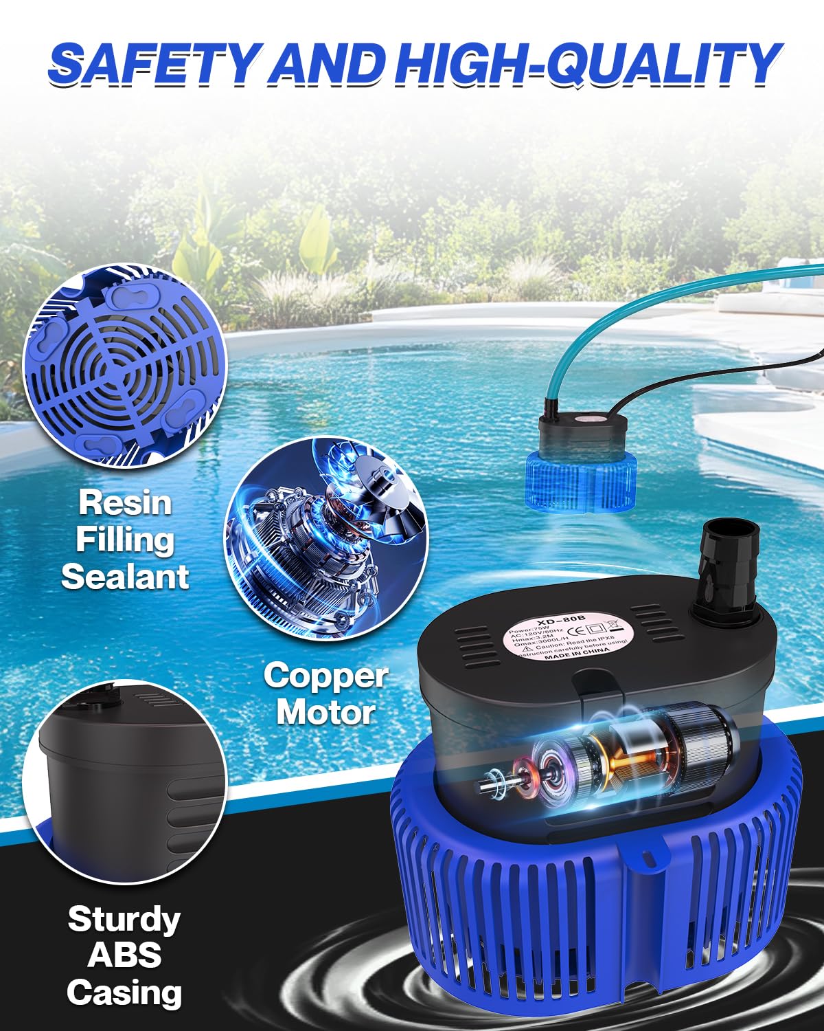 AgiiMan 850GPH Pool Cover Pump, Submersible Sump Pump above Ground