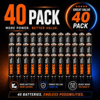 100PP AAA Batteries 40 Pack | Alkaline 1.5V Long-Lasting Power