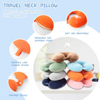 WENGX Travel Neck Pillow With Storage Bag Memory Foam Head Support Flight Pillows Cushion for Airplane Train Car Office Travel Essential for a Long Hauls Sleeping Rest(Pale Pink)