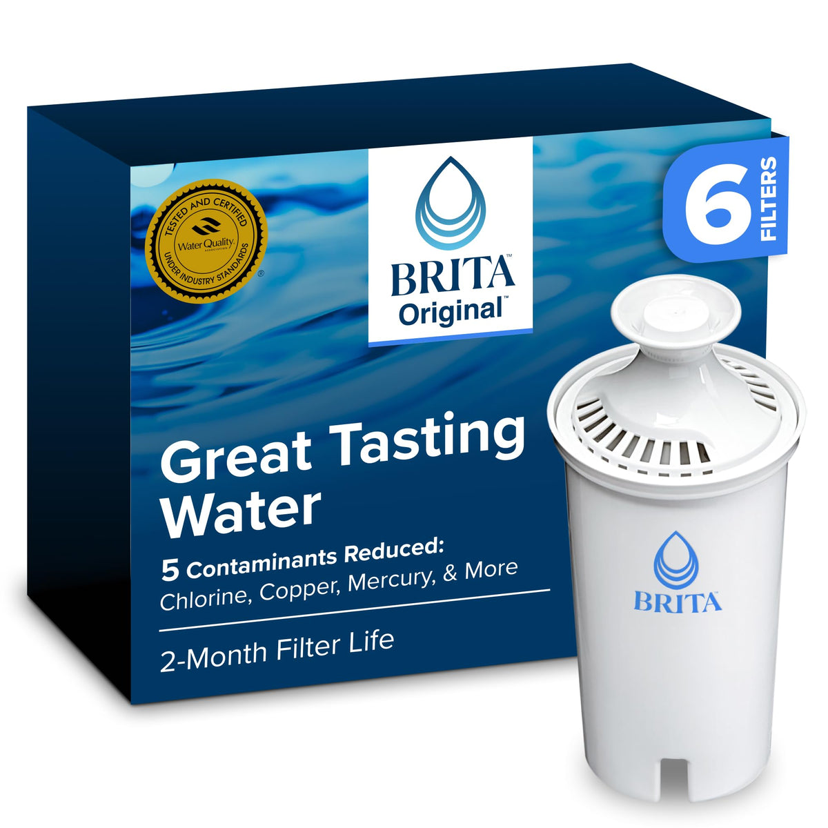 Brita Standard Pitcher and Dispenser Replacement Water Filters, White, 4