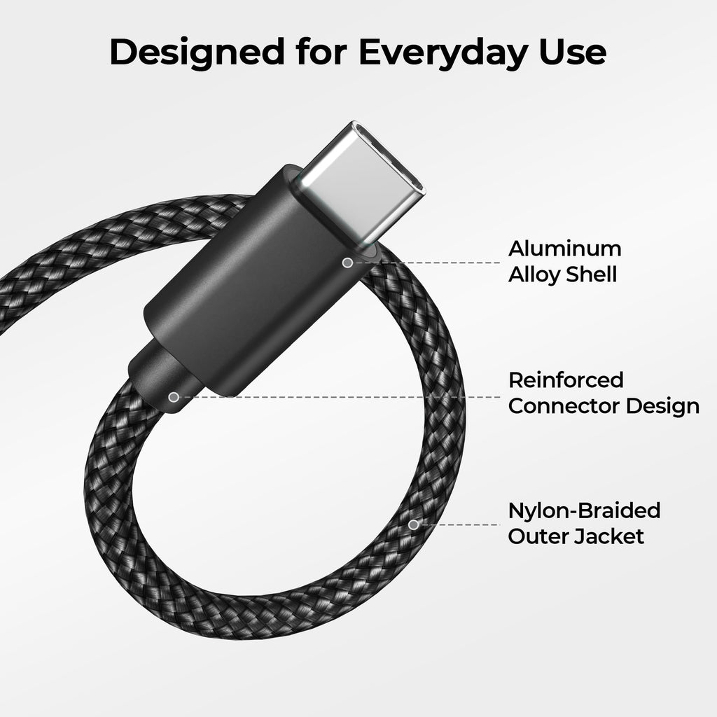BASESAILOR USB A to USB C Charger Cable 3Pack 0.5/1/2M Black