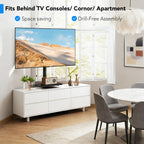 Floor TV Stand with Mount for 26-55 inch TVs up to 35 kg, Height Adjustable Swivel Tilt TV Stand with Wood Base & Shelf, Saving Space Design for Bedroom, Living Room and Corner, White