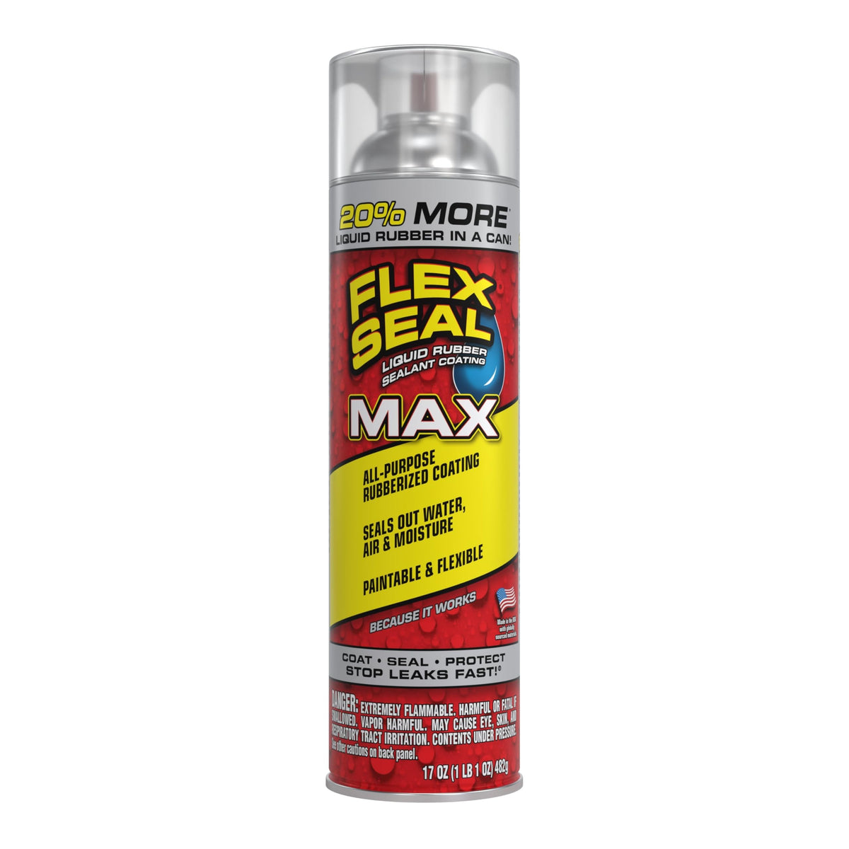 Flex Seal Spray Rubber Sealant Coating, Waterproof, Clear, 14 oz, 1-Pack