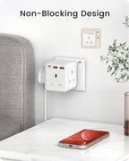 LENCENT 3 Way Plug Extension Socket with 2 Fast Charge USB, PD45W USB C