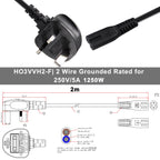 TV power cable 3M, 2 Pin Mains Power Lead Fig Figure 8 UK Power Cable, IEC320C7 to BS 1363 C7 Figure 8 Power Lead compatible with Samsung LG Philips Toshiba TV/Printer/PS4/PS3/PS5…