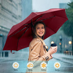 TechRise Umbrella, Compact Strong Windproof Automatic Umbrellas, Folding Lightweight, Portable Travel Golf Umbrella for Rain
