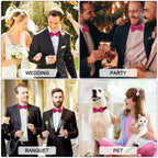URAQT Men Pre-Tied Solid Satin Bow Tie, Adjustable Formal Bowtie