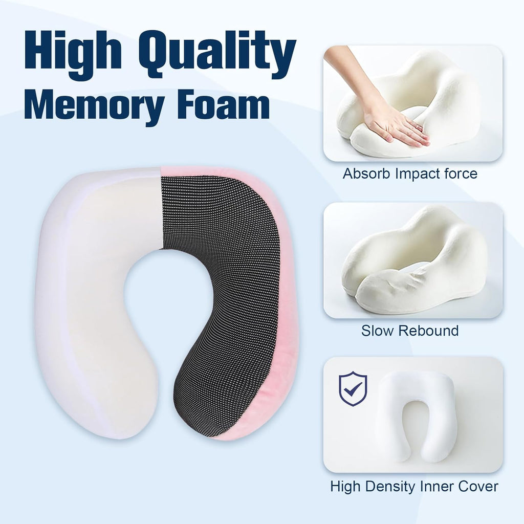 Cirorld Travel Pillow for Airplane, Neck Pillow for Travel, Memory Foam Travel Neck Pillow for Adults, Adjustable & Compact Flight Pillow, Ergonomic Neck Cushion, With Ear Plugs, Eye Mask, Carry Bag