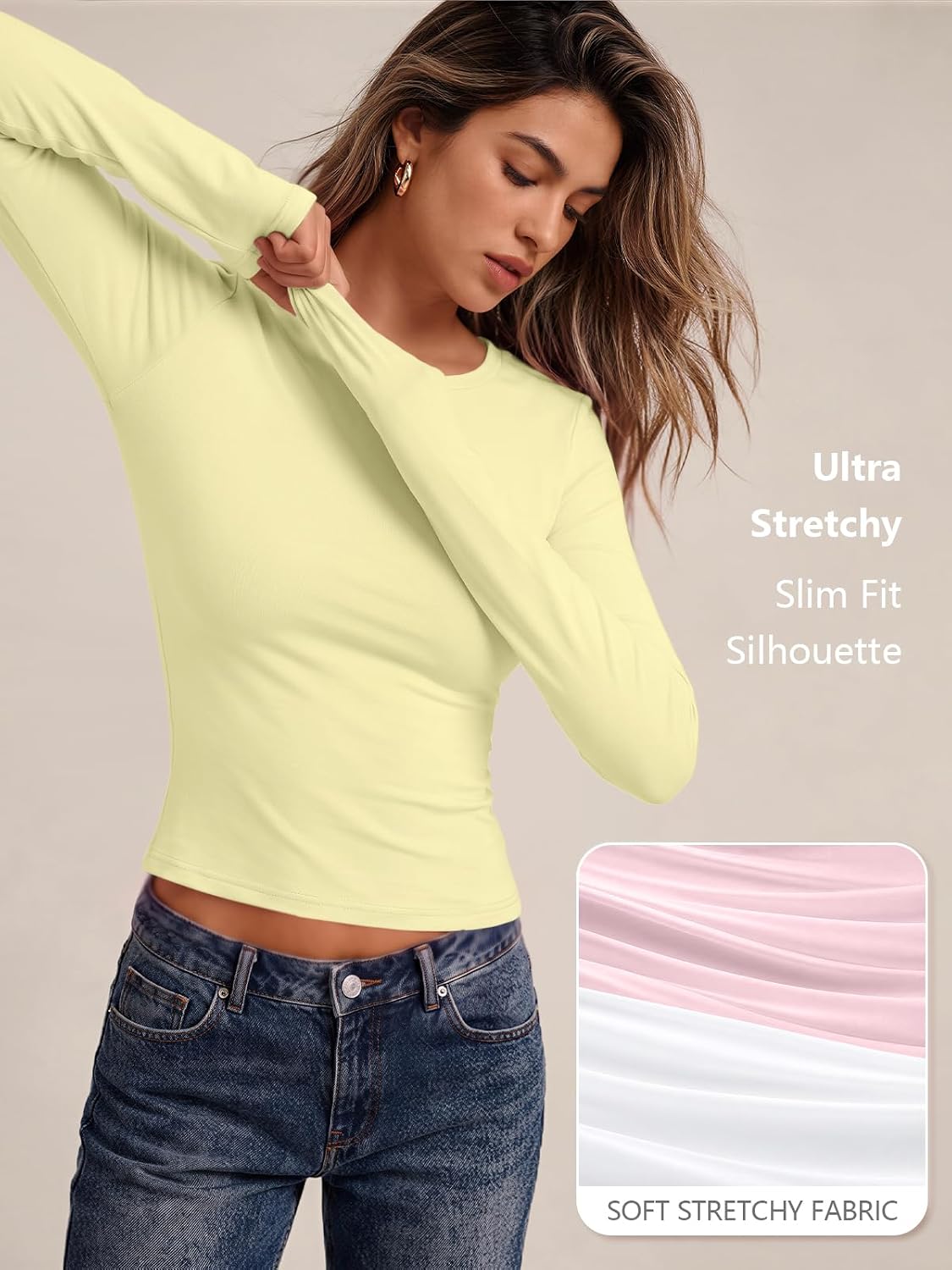 LILLUSORY Long Sleeve Tops Women Crew Neck Y2k T Shirts