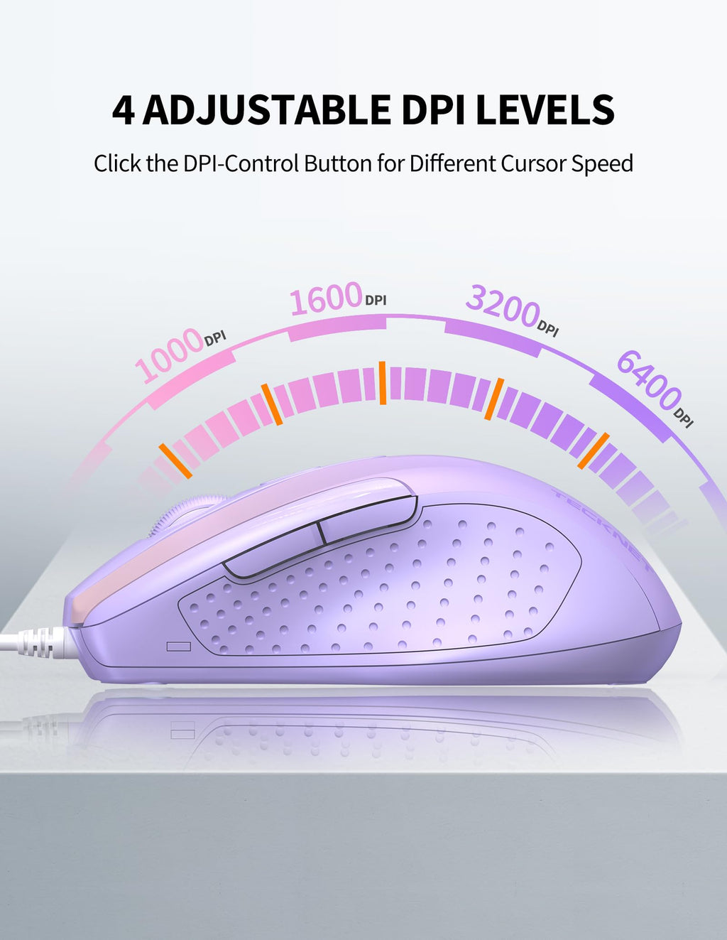 TECKNET USB Wired Mouse,6400 DPI Optical,6-Button Ergonomic Computer Mouse