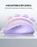 TECKNET USB Wired Mouse,6400 DPI Optical,6-Button Ergonomic Computer Mouse