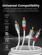 MOSWAG RCA Stereo Cable,2-Male to 2-Male RCA Audio Stereo Cable 10Ft/3M,RCA Cord Auxiliary Audio Cord Nylon Braided for Home Theater, HDTV, Amplifiers, Hi-Fi Systems, Car Audio, Speakers