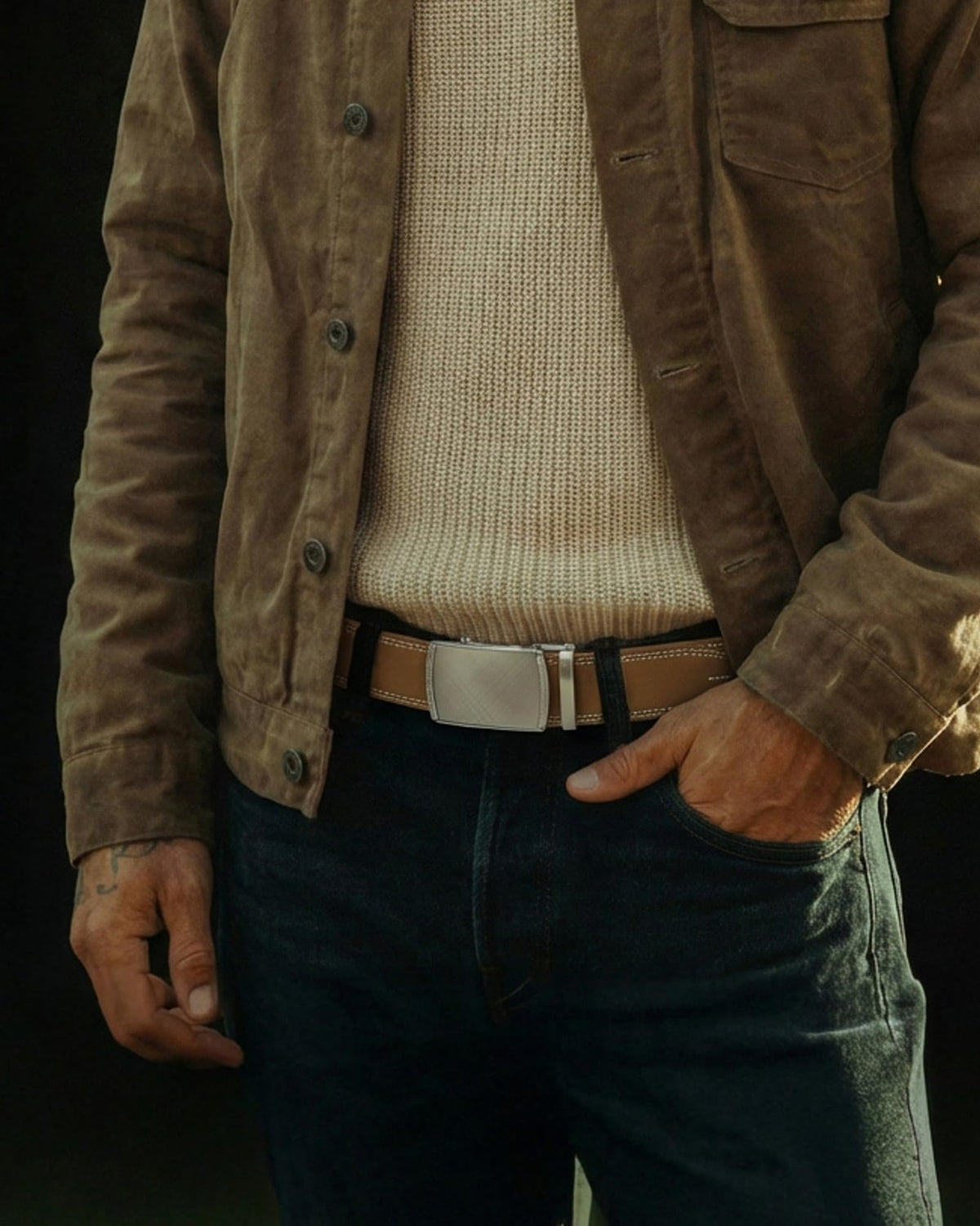 CHAOREN Belts for Men, 1 3/8" Ratchet Mens Belt Leather for Jeans, Dress