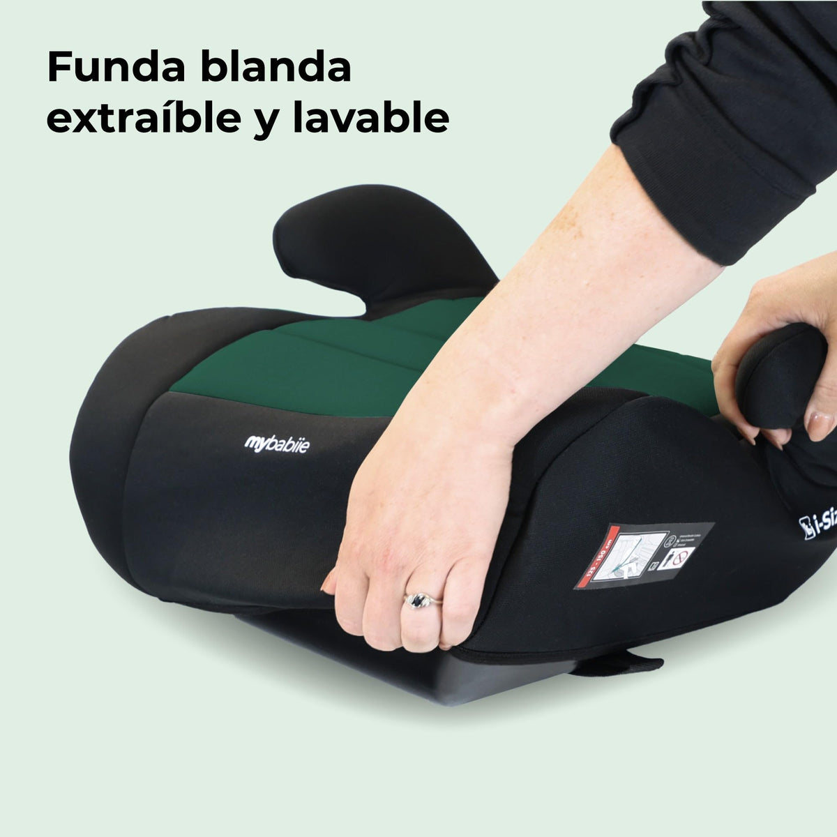 My Babiie MBCSB10 Booster Car Seat - Lightweight at 1kg, Approx. 6-12 Years (125-150cm, 22-36kg), R129, i-Size Backless Child Car Seat, Group 3, Compact, Portable, Ideal for Travel - Black