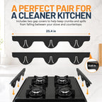 Linda’s Essentials Silicone Stove Gap Covers (2 Pack), Heat Resistant Oven Gap Filler Seals Gaps Between Stovetop and Counter, Easy to Clean Stove Gap Guard (21 Inches, Black)