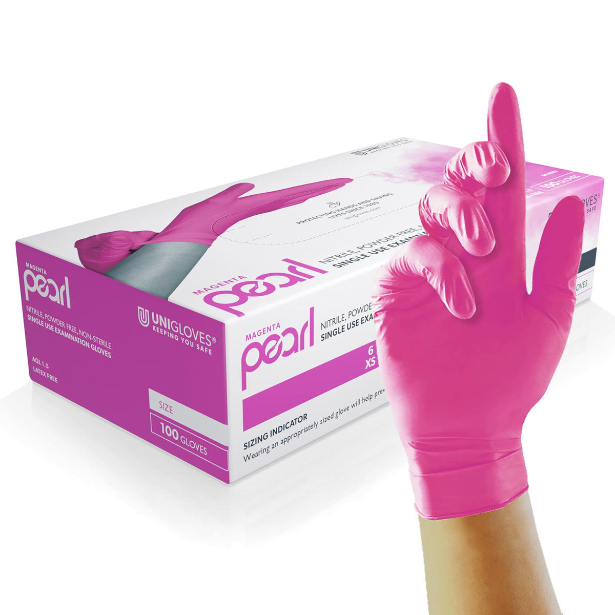 UNIGLOVES Black Pearl Nitrile Examination Gloves - Multipurpose, Powder Free and Latex Free Disposable Gloves - Box of 100 Gloves, Black, Large (GP0034)