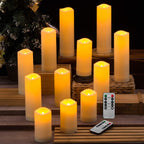 YOROXRG Solar flameless Candles Outdoor Waterproof,Dusk to Dawn Outdoor Lighting, Flickering fameless Reusable LED Light Candles for Lantern Garden Camping and Home Decor, 3D Wick (3"X6") Set of 2