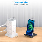 TESSAN Tower Black Extension Lead with USB C Slots
