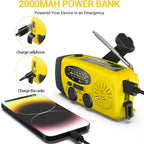 SOLARBABY Wind Up Solar Radio, Emergency Hand Crank Self Powered AM/FM Survival Solar Weather Radio with LED Flashlight,SOS Alarm,2000mAh Emergency Power Bank for Smart Phone (M-Orange)