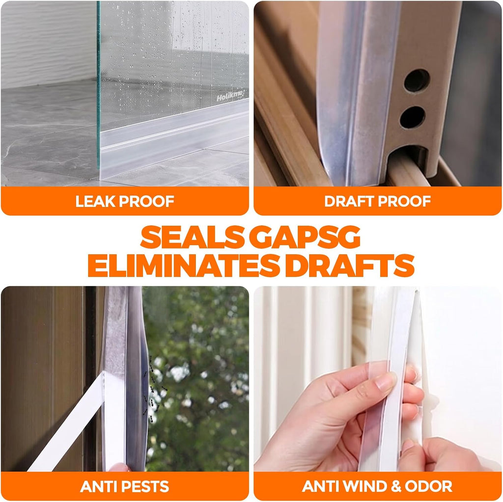 Holikme Weather Stripping Door Seal, Shower Door Seal Strip,1.8" W-33Feet
