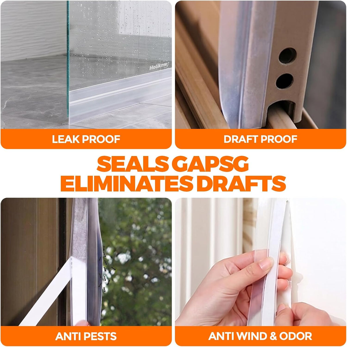 Holikme Weather Stripping Door Seal, Shower Door Seal Strip,1.8" W-33Feet