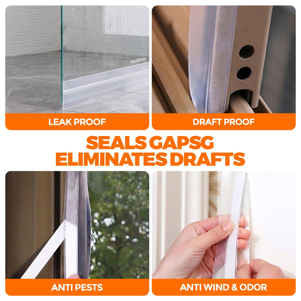 Holikme Weather Stripping Door Seal, Shower Door Seal Strip,1.8" W-33Feet