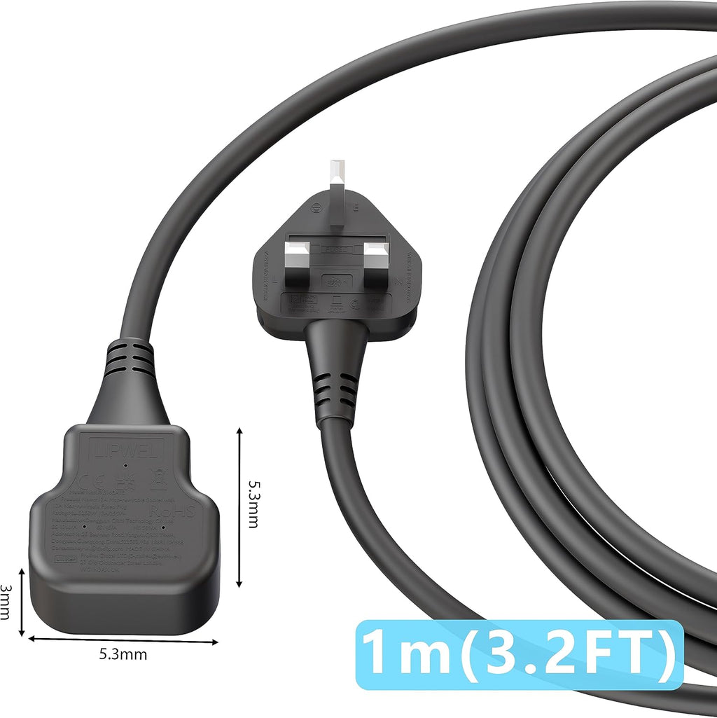 1 Meter Short Extension Lead Single Plug Socket Power Cable 13 Amp Extension Cord Electrical Socket Black