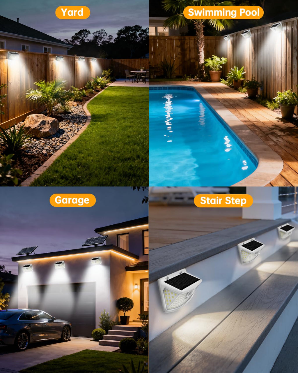 Aootek Solar Motion Sensor Lights Outdoor 120 LEDs, Black, 6 Pack