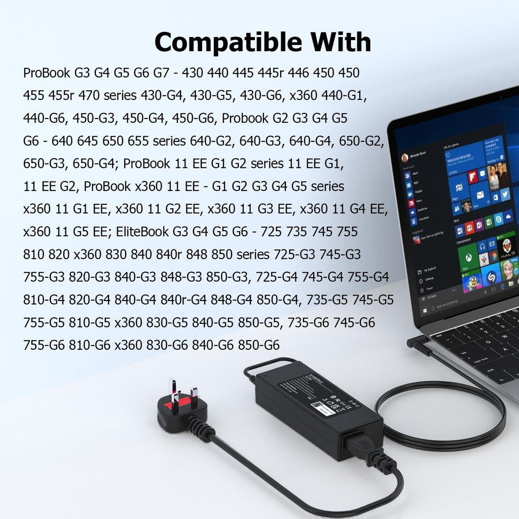 90W Laptop Charger Compatible with HP EliteBook Probook Pavilion Compaq
