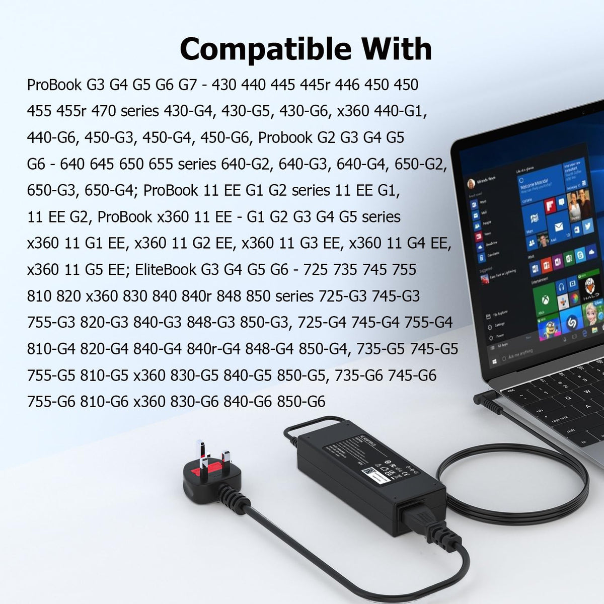 90W Laptop Charger Compatible with HP EliteBook Probook Pavilion Compaq