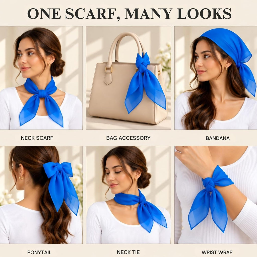 WESTEND CHOICE Square Chiffon Scarves Women's Neck Scarf 50s Retro Bandana