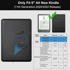 TQQ Case Fits 6" Amazon Kindle 11th Generation 2024 and 2022, Premium Slim and Lightweight Cover, Full Protection, Auto Sleep/Wake, Magnetic Closure (NOT fit Paperwhite or Oasis)