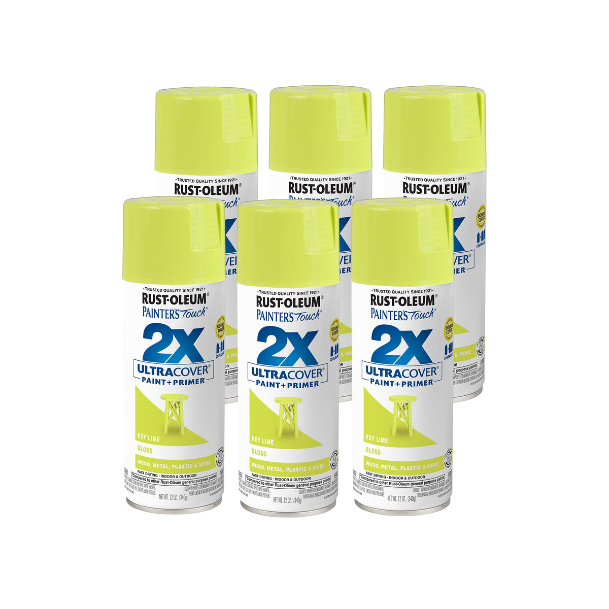 Rust-Oleum 334023-6PK Painter's Touch 2X Ultra Cover Spray Paint, 12 oz, Gloss Almond, 6 Pack