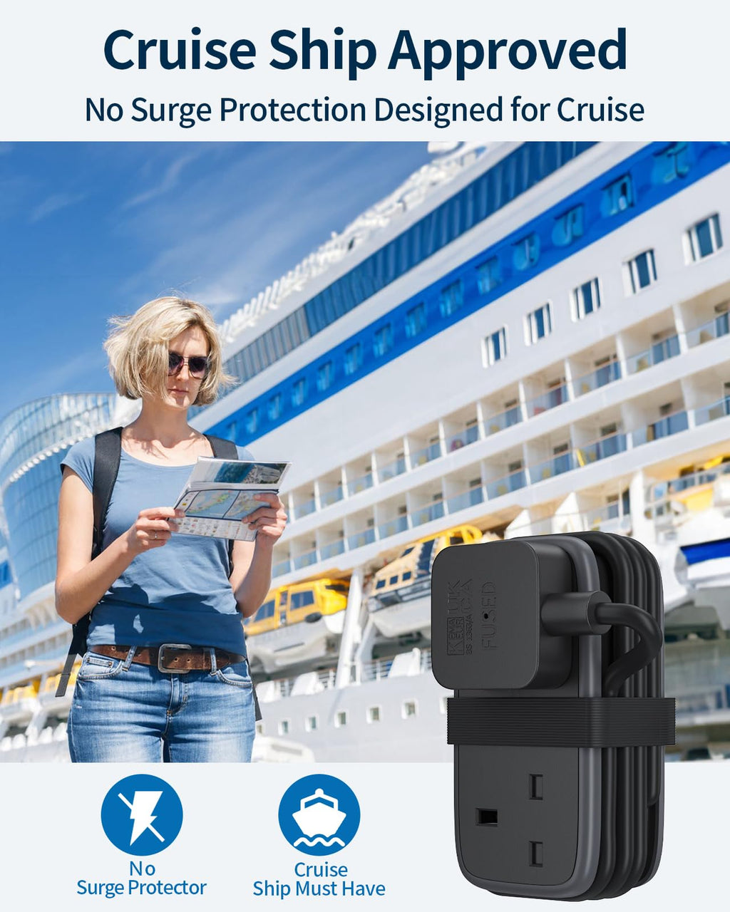 NTONPOWER UK to European Plug Adapter with 1.2M Extension Cable，2 Way Travel Extension Lead with 3 USB(2A+1C) Compact Travel Adapter for Germany France Spain Turkey Greece Iceland etc(Type E/F)
